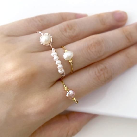 Fresh Water Pearl Ring Baroque Pearl Wire Wrapped Ring - Etsy .