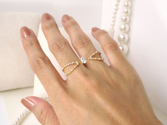 Pearl Two finger ring, between the finger ring, Pearl ring, Two .