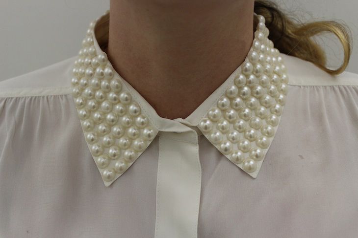 DIY: Pearl Stud Collar | Colares artesanais, Artesanato com perola .