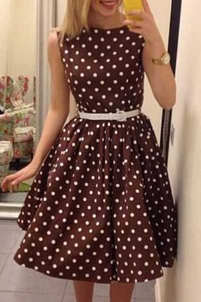 Polka Dot Sleeveless A Line Dress | Fashion, Dot dress, A line dre