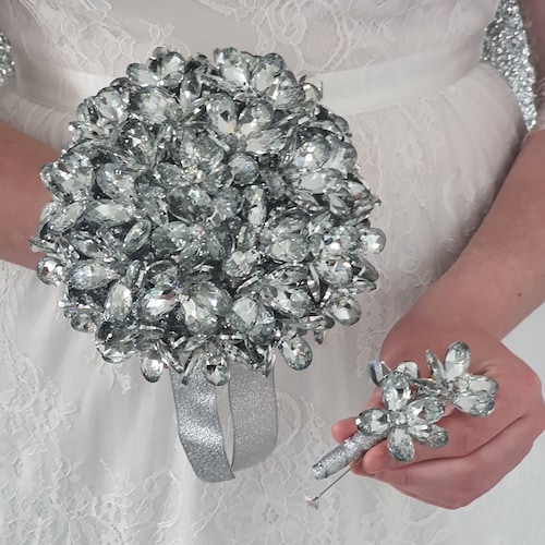 Crystal Bouquet Crystal Flowers Brides Wedding Bouquet by - Et