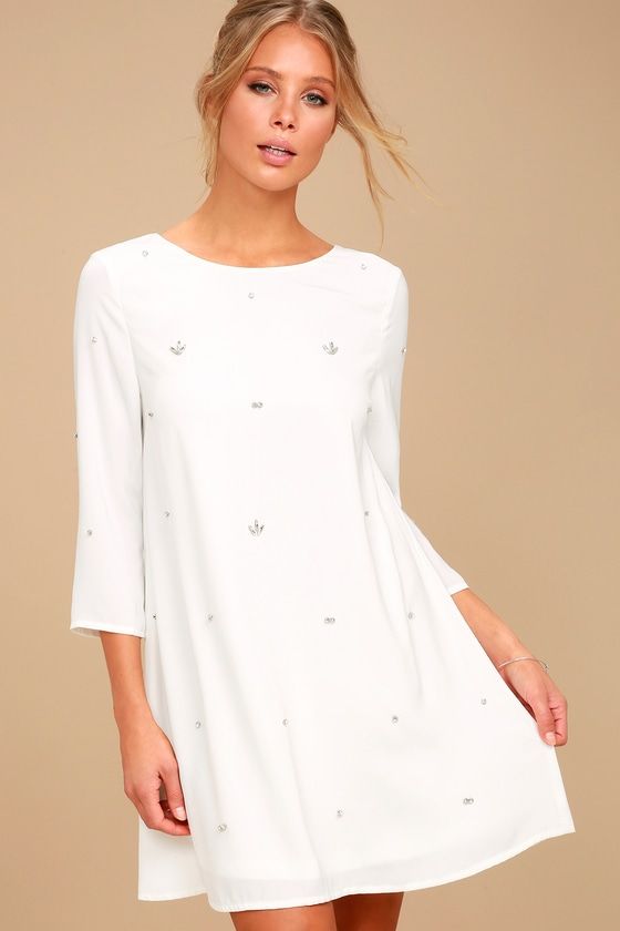 So Precious White Rhinestone Swing Dress – Mod and Retro Clothing .