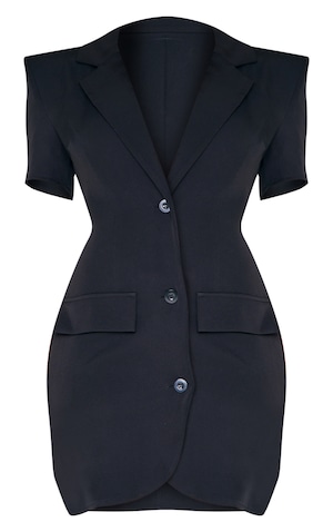 Black Short Sleeve Shoulder Pad Blazer Dress | PrettyLittleThing U