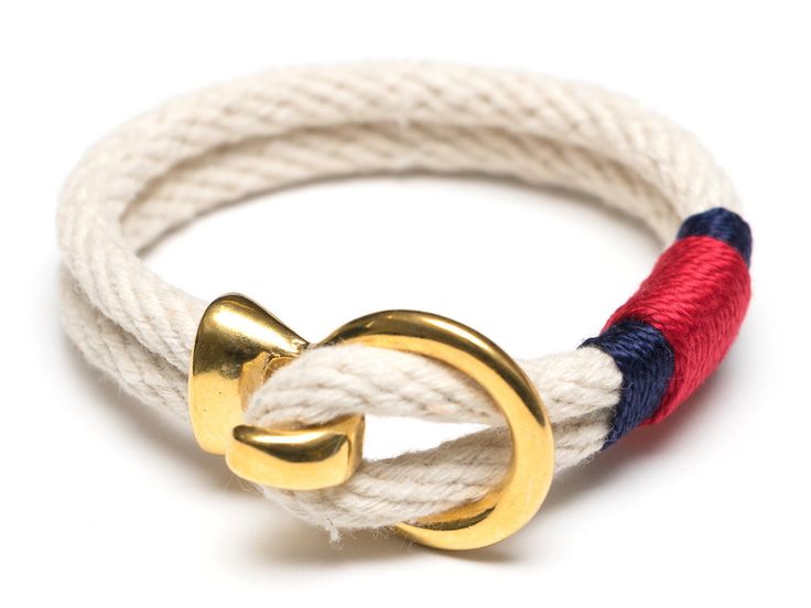 Nautical Rope Bracelet / Gold Hook Clasp Bracelet / Ivory Rope .