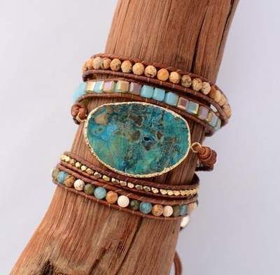 Ocean Jasper Inspiration Bundle | Natural stone bracelets, Wrap .