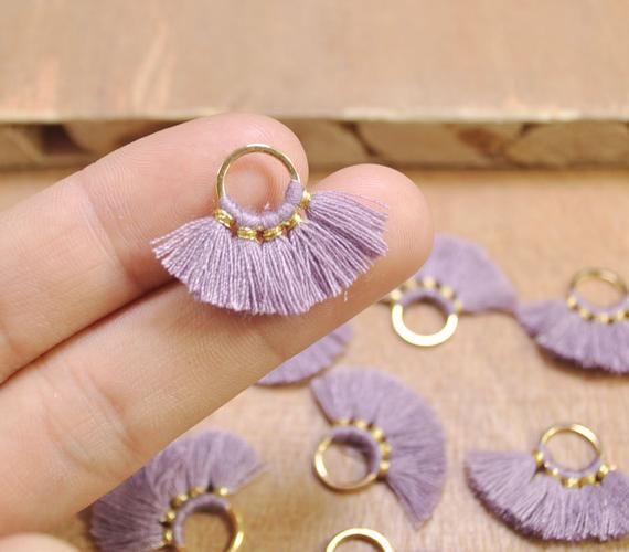 1 Pair Small Fan Tasselsgray Purple Tassel Earring Pendant - Etsy .