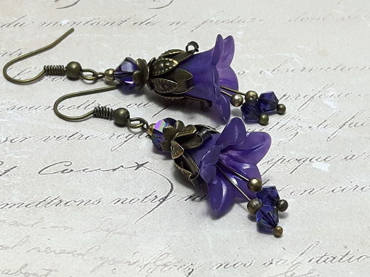 Purple Fairy Earrings Flower Earrings Gothic Vintage Style - Etsy .