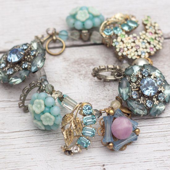 Learn how to make a gorgeous bracelet using vintage clip earrings .