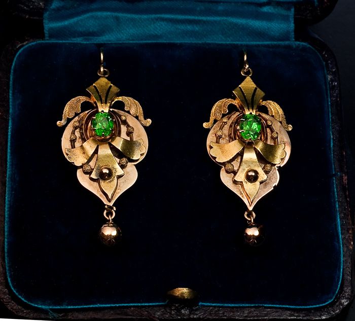 Victorian Era Russian Demantoid Earrings 1872 | Antique Earrings .